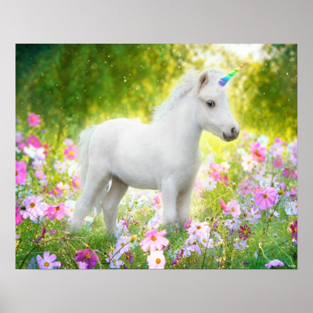 White Pony Unicorn Poster (Front)