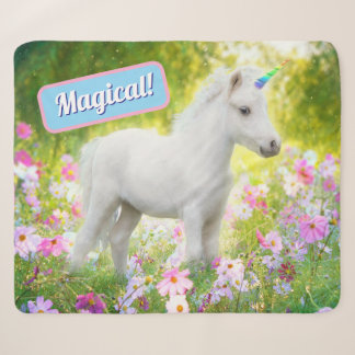 White Pony Unicorn Sherpa Blanket
