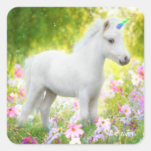 White Pony Unicorn Square Sticker