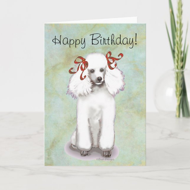 White Poodle Birthday Card (Front)