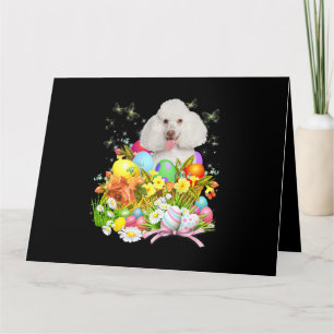 White Poodle Bunny Dog With Easter Eggs Basket Coo Card
