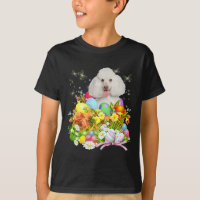 White Poodle Bunny Dog With Easter Eggs Basket Coo
