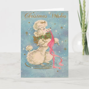 White Poodle Christmas Card