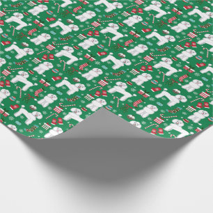 White Poodle Christmas dog Wrapping Paper