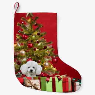White poodle Christmas Small Christmas Stocking