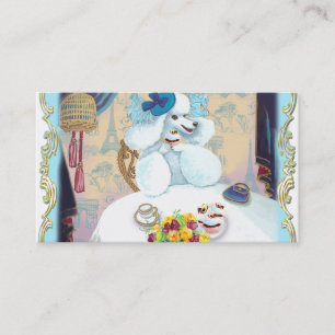 White Poodle Cupcake Tea Party Business Cards