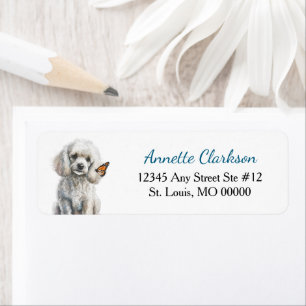 White Poodle Dog Butterfly Wonder Return Address