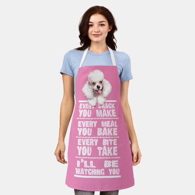 White Poodle Dog Every Snack You Make Apron (Worn)
