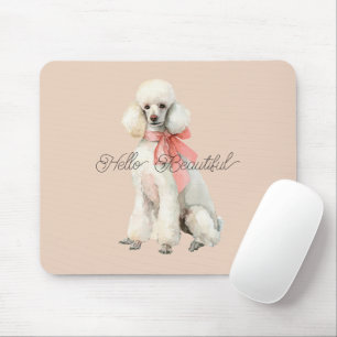 White Poodle Dog Hello Beautiful Mouse Mat