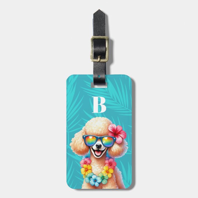 White Poodle Dog Luggage Tags (Front Vertical)