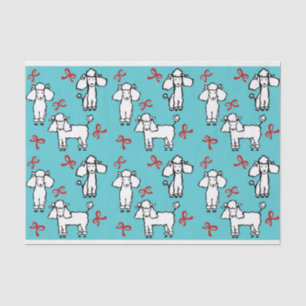 White Poodle Dogs Bows Turquoise Tissue Paper