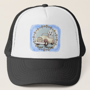 White Poodle Driving Car  hat
