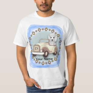 White Poodle Driving Car  T-Shirt