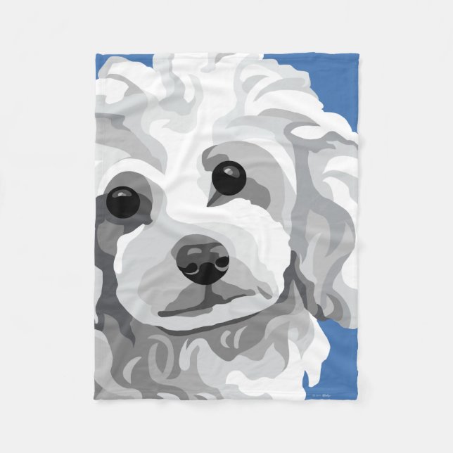 White Poodle Gifts Fleece Blanket (Front)