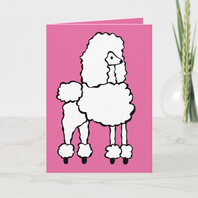 White Poodle Happy Birthday Card (Front)