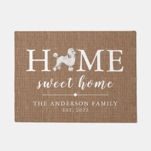 White Poodle Home Sweet Home Personalised Doormat