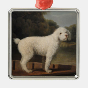 White Poodle in a Punt (by George Stubbs) Metal Tree Decoration