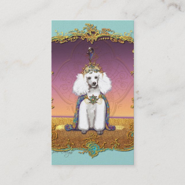 White Poodle in Costume Business Card (Front)