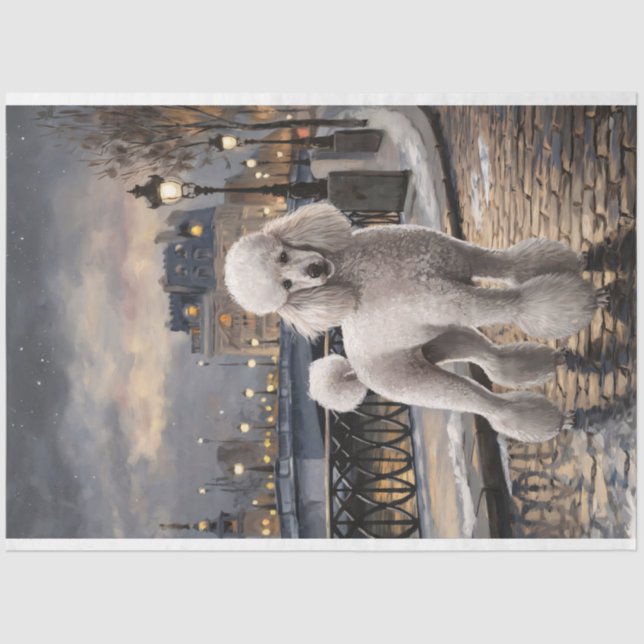 White Poodle in Paris Painting Decoupage Tissue Paper (Front)