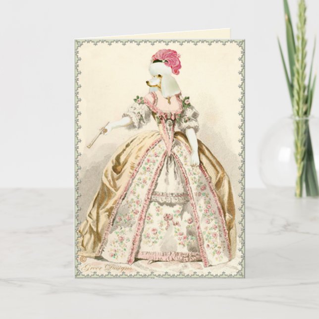 White Poodle Marie Antoinette French Fashion Card (Front)