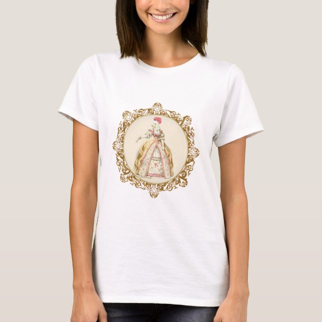 White Poodle Marie Antoinette Ornate Art T-Shirt (Front)