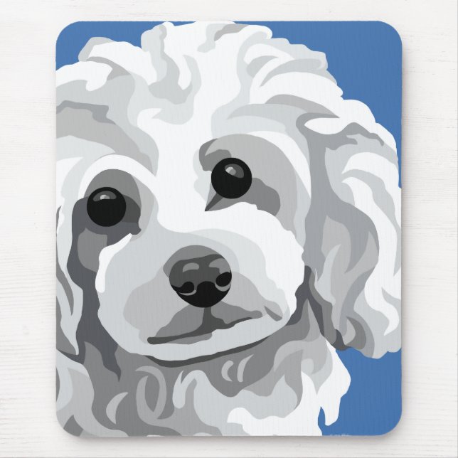 White Poodle Mouse Mat (Front)