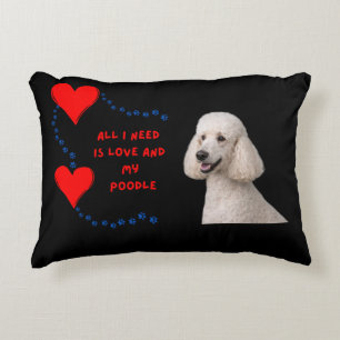 White Poodle   Photorealistic Dog Lover Pillow