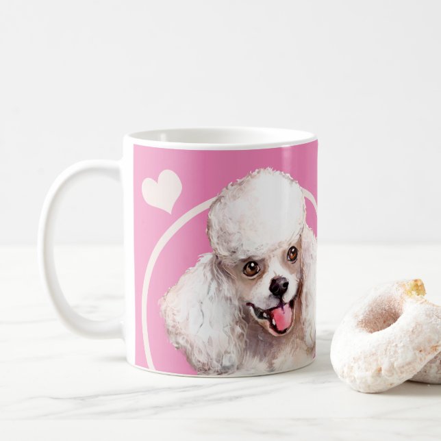 White Poodle Puppy Dog Every Snack You Make Coffee Mug (With Donut)