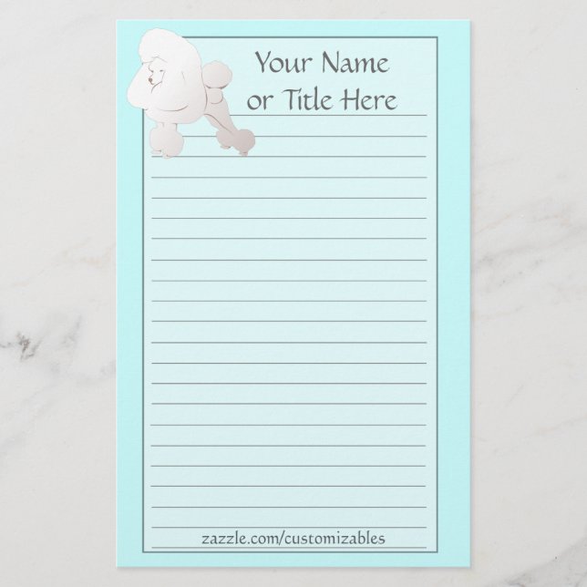 White Poodle Stationery (Front)