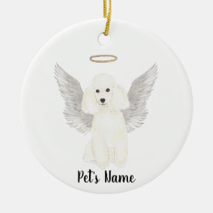 White Poodle Sympathy Memorial Ceramic Tree Decoration