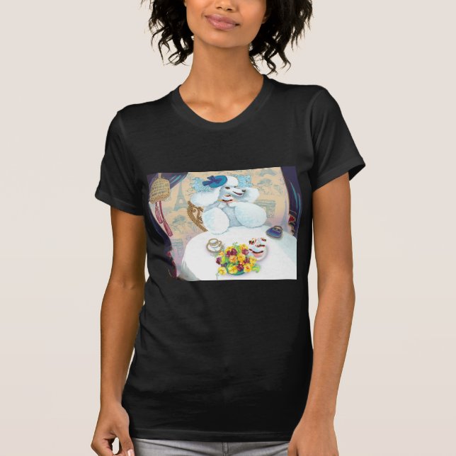 White Poodle Tea Party T-Shirt (Front)
