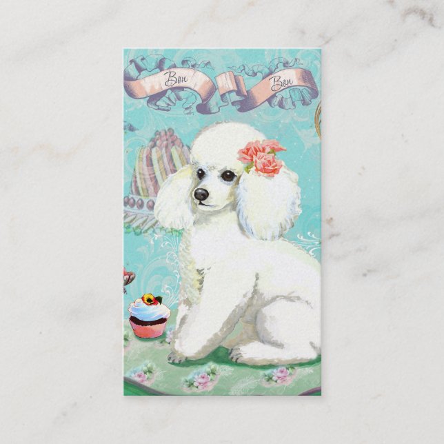 White Poodle with Cupcake Business Card (Front)