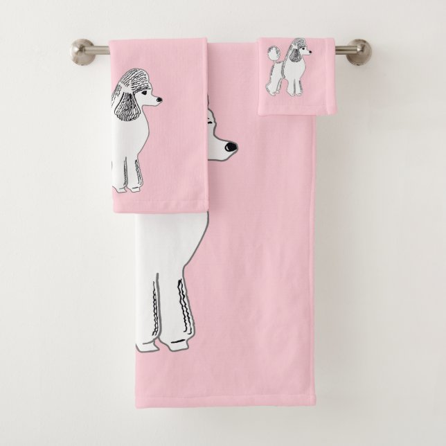 White Poodles Light Pink Bath Towels (Insitu)