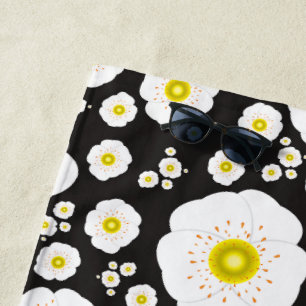 White Poppies Beach Towel
