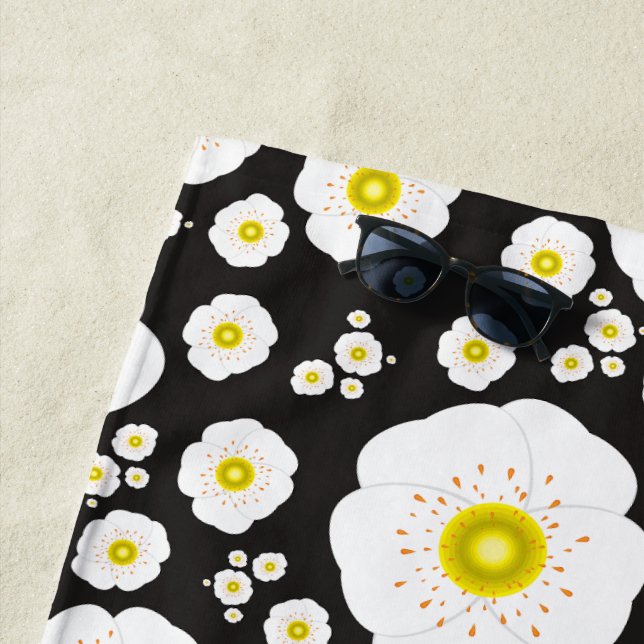 White Poppies Beach Towel (In Situ)