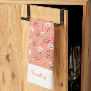 White Poppies Custom Weekday Towel