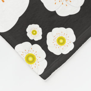 White Poppies Fleece Blanket (3 Sizes)