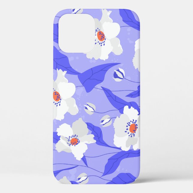 White Poppies: Hand-Drawn Purple Seamless Case-Mate iPhone Case (Back)