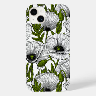White poppies on white Case-Mate iPhone 14 plus case