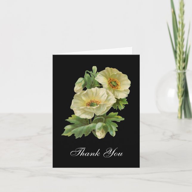 White Poppies Thank You Cards (Front)