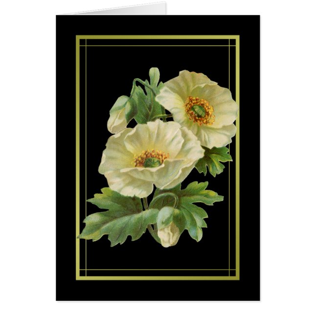 White Poppies Thank You Cards (Front)