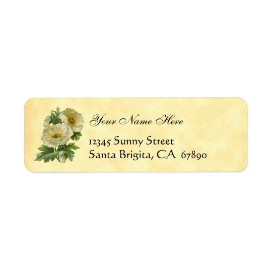 White Poppies Vintage Floral Address Labels