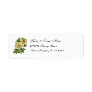 White Poppies Vintage Floral Address Labels