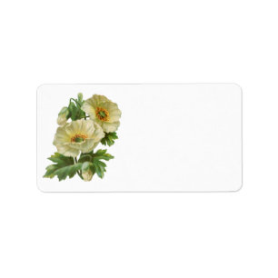White Poppies Vintage Floral Address Labels