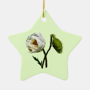 White Poppy Ceramic Tree Decoration