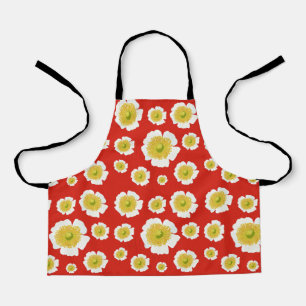 White Poppy design on Apron
