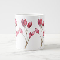 White Porcelain Mug  with red berries
