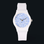 White Powder Blue Floral Damasks Watch<br><div class="desc">Elegant pastel powder blue floral damasks over custom white background. If you need any help customising any of my designs,  contact ArtOnWear designer. Free text formatting with live help available by request.</div>