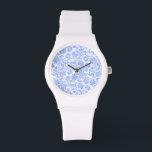 White Powder Blue Floral Damasks Watch<br><div class="desc">Elegant pastel powder blue floral damasks over custom white background. If you need any help customising any of my designs, contact ArtOnWear designer. Free text formatting with live help available by request.</div>