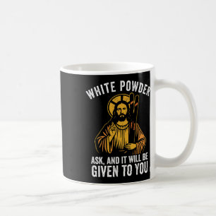 White Powder Jesus Skiing Funny Snowboarding Retro Coffee Mug